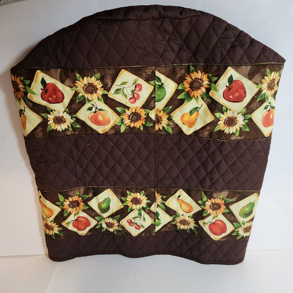 Handmade Quilted Kitchen Water cooler Cover Brown Sunflower Fruit Harvest Dust